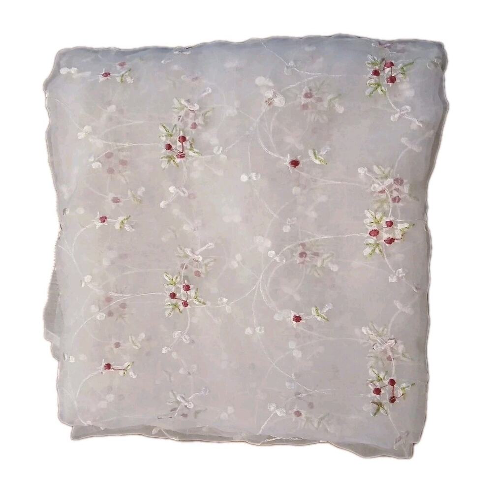 KIDSLine‎ Sheer Single Curtain Panel Pink White Green Flowers Vines 80"Lx44"W